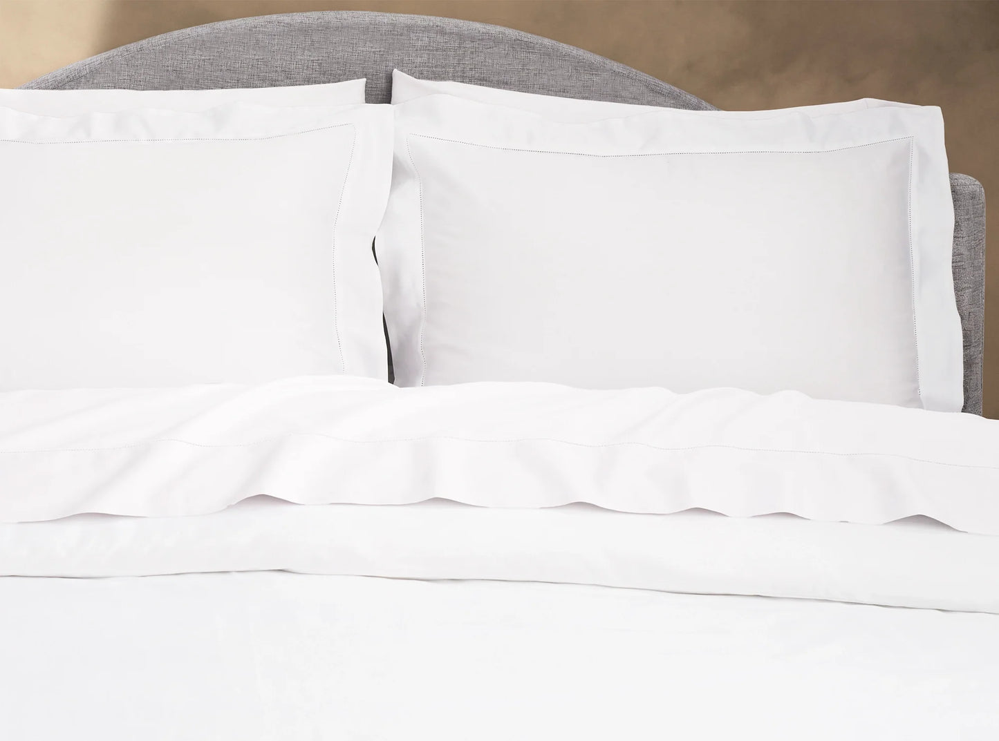 White organic sateen sheets, duo with hemstitched pillowcases - two complete sets for rotation-white