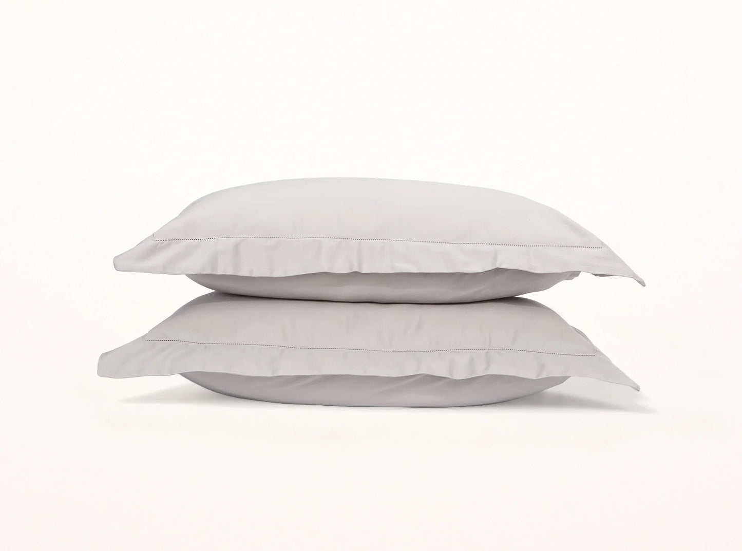 Quiet gray organic sateen pillowcases with hemstitched edges - duvet cover set accessories