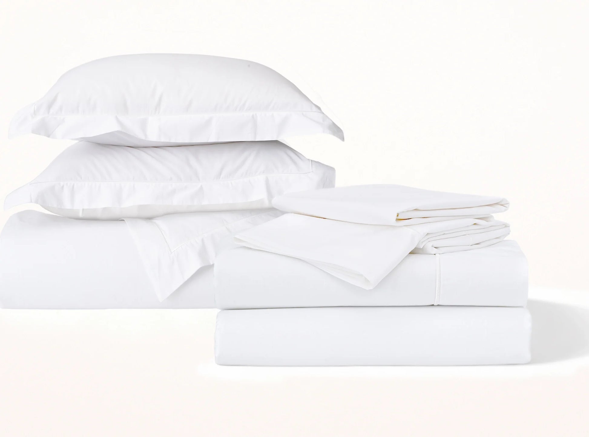 White organic cotton percale bedding bundle - complete set with sheets and duvet cover-white-white
