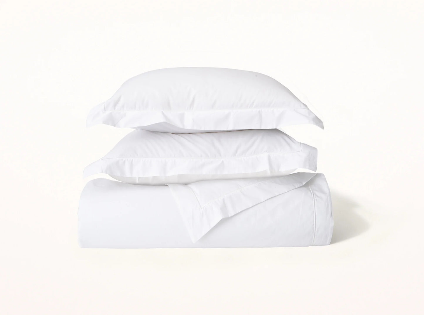 Organic cotton percale embroidered duvet cover in white - crisp luxury bedding made in Portugal