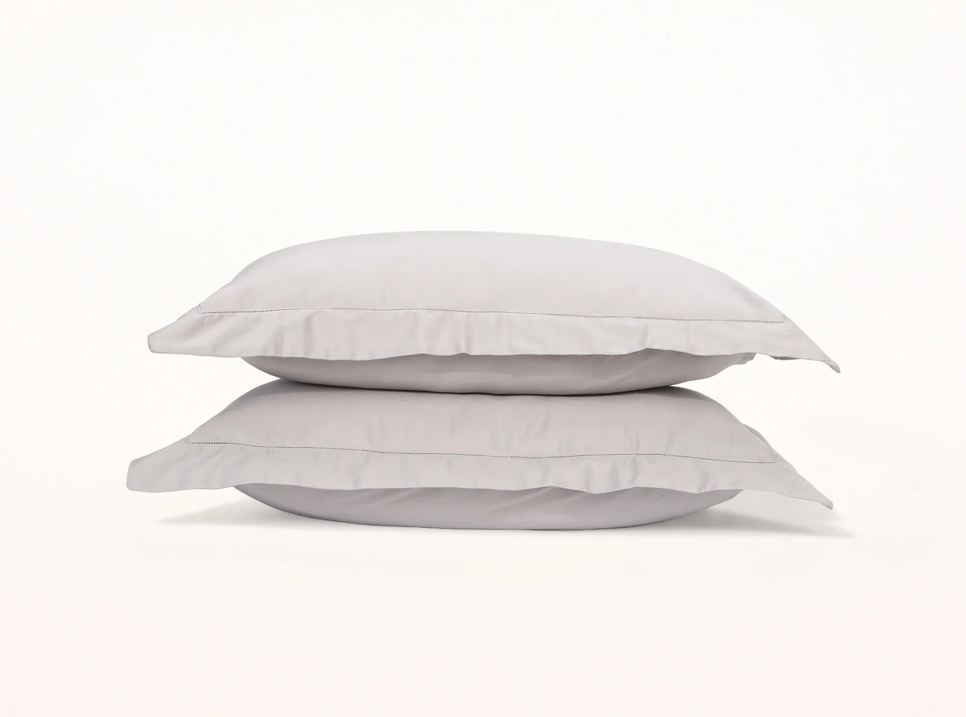 Quiet gray organic sateen pillowcases with hemstitched edges - duvet cover set accessories